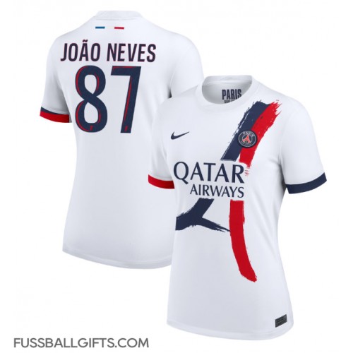 Paris Saint-Germain Joao Neves #87 Fußballbekleidung Auswärtstrikot Damen 2024-25 Kurzarm